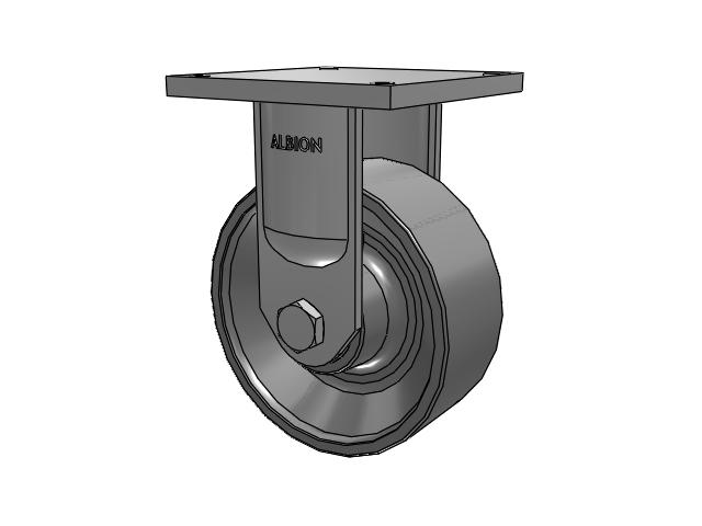 95 Series TRL Top Plate Rigid Caster with 10 x 4 Clear Coat Enamel FH - Drop-Forged Steel (Large Bore) Wheel