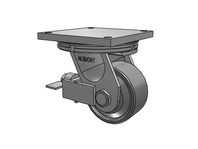 95 Series TRL Top Plate Swivel Caster with 6 x 3 Clear Coat Enamel FS - Drop-Forged Steel Wheel and Face Brake