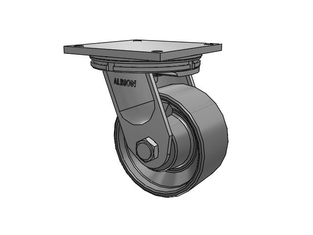 95 Series BBL Top Plate Swivel Caster with 8 x 4 Clear Coat Enamel FS - Drop-Forged Steel Wheel