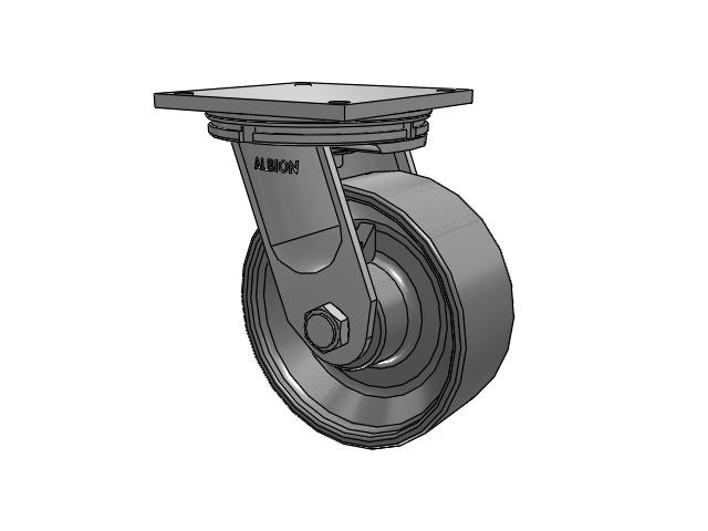 95 Series BBL Top Plate Swivel Caster with 10 x 4 Clear Coat Enamel FS - Drop-Forged Steel Wheel