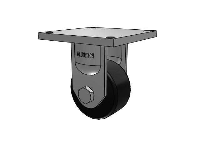 95 Series BBL Top Plate Rigid Caster with 6 x 3 Black Polymer NX - Trionix High Impact Polymer Wheel