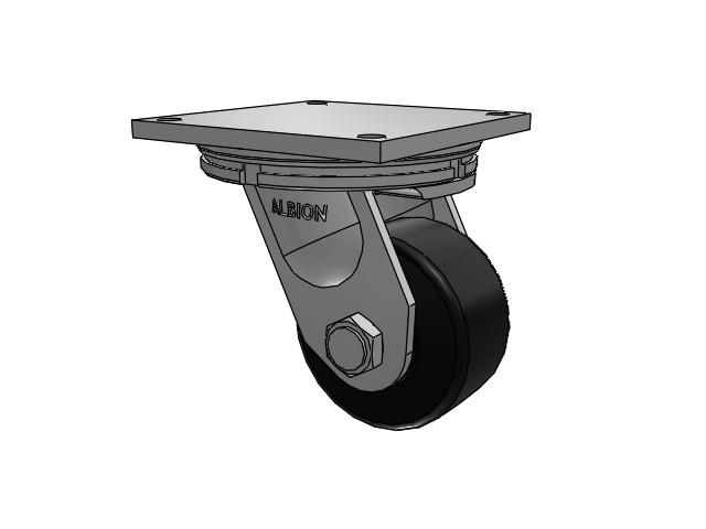 95 Series BBL Top Plate Swivel Caster with 6 x 3 Black Polymer NX - Trionix High Impact Polymer Wheel
