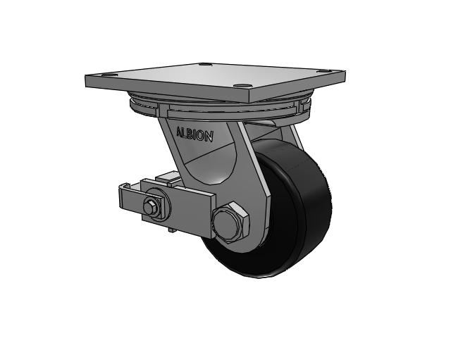 95 Series BBL Top Plate Swivel Caster with 6 x 3 Black Polymer NX - Trionix High Impact Polymer Wheel and Poly Cam Brake