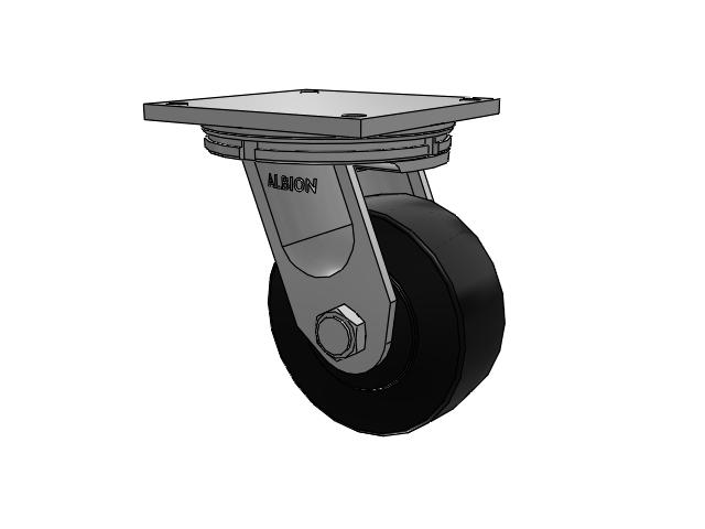 95 Series BBL Top Plate Swivel Caster with 8 x 3 Black Polymer NX - Trionix High Impact Polymer Wheel