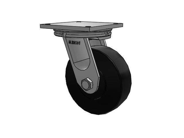 95 Series BBL Top Plate Swivel Caster with 10 x 3 Black Polymer NX - Trionix High Impact Polymer Wheel