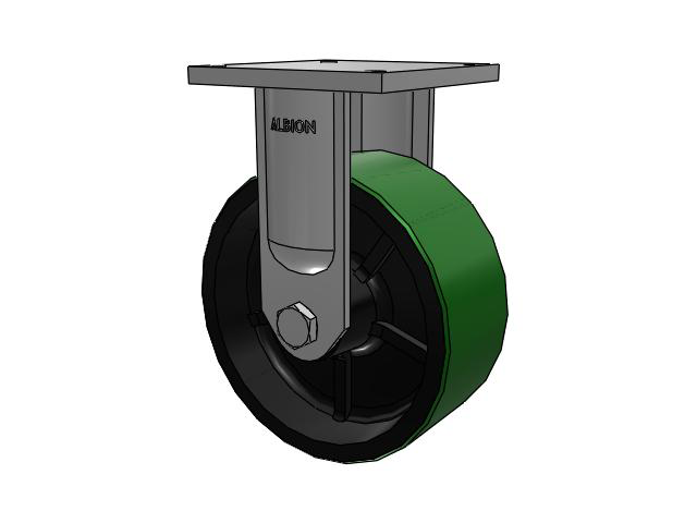95 Series TRL Top Plate Rigid Caster with 12 x 5 Green Tread on Black Cast Iron Core PY - Polyurethane (Cast Iron Core) Wheel