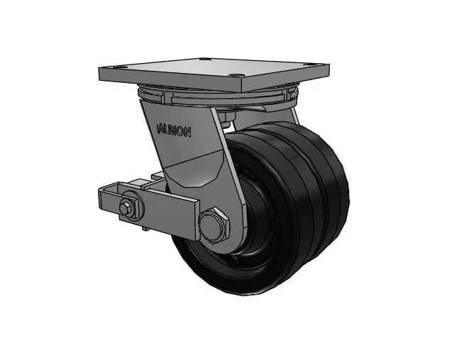 95 Series TRL Top Plate Swivel Caster with 8 x 6 Black Phenolic Resin TM - Phenolic Wheel and Poly Cam Brake