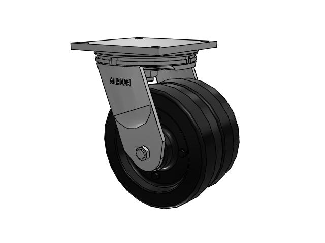 95 Series BBL Top Plate Swivel Caster with 10 x 6 Black Phenolic Resin TM - Phenolic Wheel