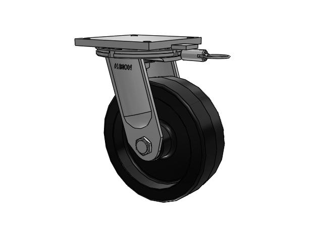 95 Series TRL Top Plate Swivel Caster with 12 x 4 Black Phenolic Resin TM - Phenolic Wheel