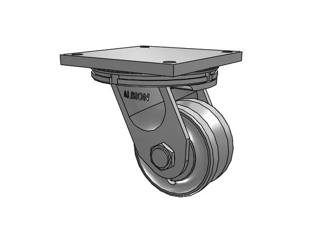 95 Series TRL Top Plate Swivel Caster with 6 x 3 Clear Coat Enamel VF - Drop-Forged Steel V-Groove Wheel