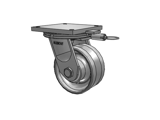 95 Series TRL Top Plate Swivel Caster with 8 x 4 Clear Coat Enamel VF - Drop-Forged Steel V-Groove Wheel