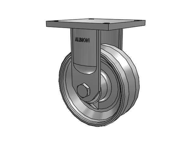 95 Series TRL Top Plate Rigid Caster with 10 x 4 Clear Coat Enamel VF - Drop-Forged Steel V-Groove Wheel