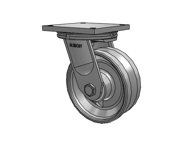 95 Series TRL Top Plate Swivel Caster with 10 x 4 Clear Coat Enamel VF - Drop-Forged Steel V-Groove Wheel