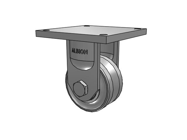 95 Series TRL Top Plate Rigid Caster with 6 x 3 Clear Coat Enamel VH - Drop-Forged Steel V-Groove Wheel