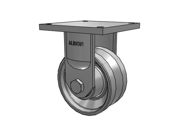 95 Series TRL Top Plate Rigid Caster with 8 x 4 Clear Coat Enamel VH - Drop-Forged Steel V-Groove Wheel