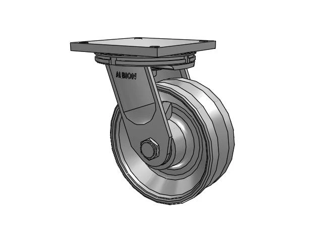 95 Series TRL Top Plate Swivel Caster with 10 x 4 Clear Coat Enamel VH - Drop-Forged Steel V-Groove Wheel