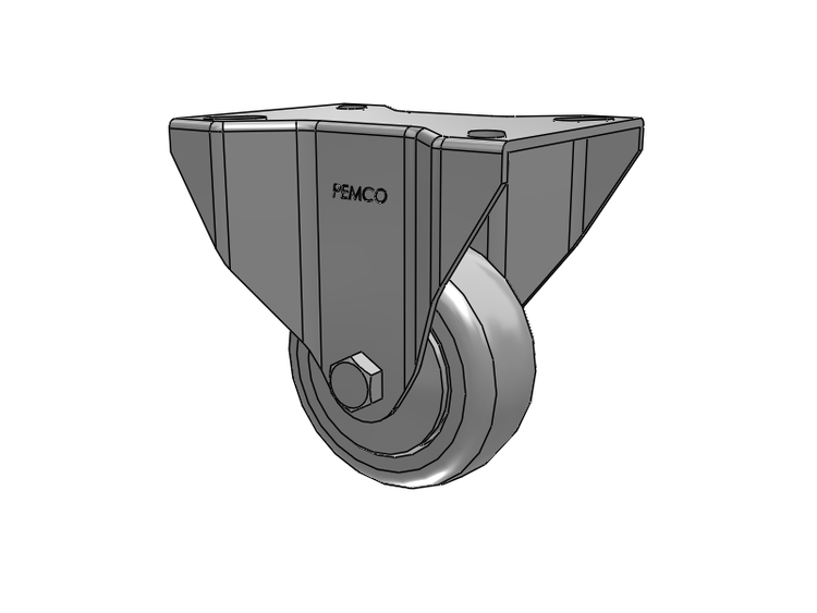 A-Line 1 1/4 Inch Wide Casters Top Plate Rigid Caster with 3 x 1.25 Thermo-Rubber (TPR) Wheel