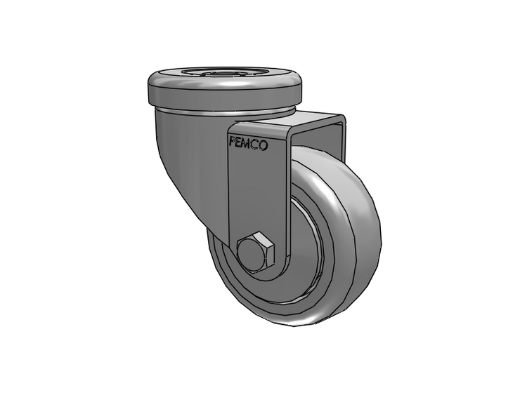 A-Line 1 1/4 Inch Wide Casters Hollow Kingpin Caster with 3 x 1.25 Thermo-Rubber (TPR) Wheel
