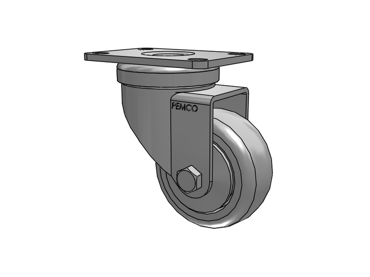 A-Line 1 1/4 Inch Wide Casters Top Plate Swivel Caster with 3 x 1.25 Thermo-Urethane (TPU) Wheel