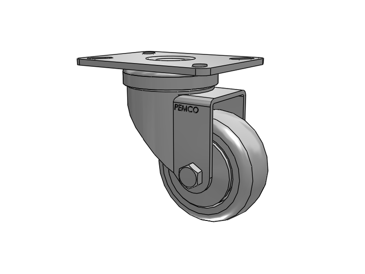 A-Line 1 1/4 Inch Wide Casters Top Plate Swivel Caster with 3 x 1.25 Thermo-Urethane (TPU) Wheel