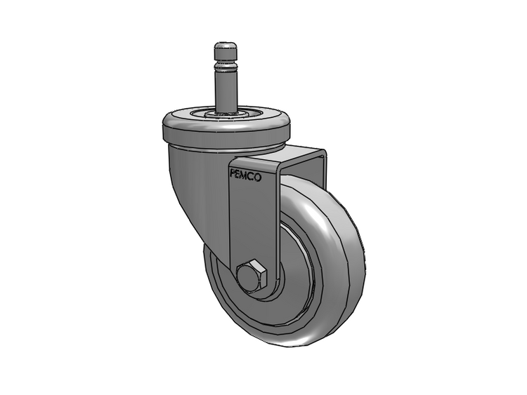 A-Line 1 1/4 Inch Wide Casters Grip Ring Stem Caster with 3.5 x 1.25 Thermo-Urethane (TPU) Wheel