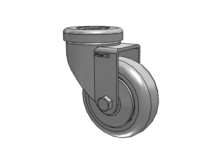 A-Line 1 1/4 Inch Wide Casters Hollow Kingpin Caster with 3.5 x 1.25 Thermo-Rubber (TPR) Wheel