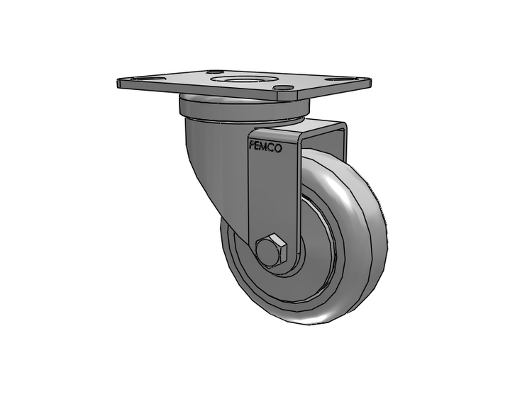 A-Line 1 1/4 Inch Wide Casters Top Plate Swivel Caster with 3.5 x 1.25 Thermo-Urethane (TPU) Wheel