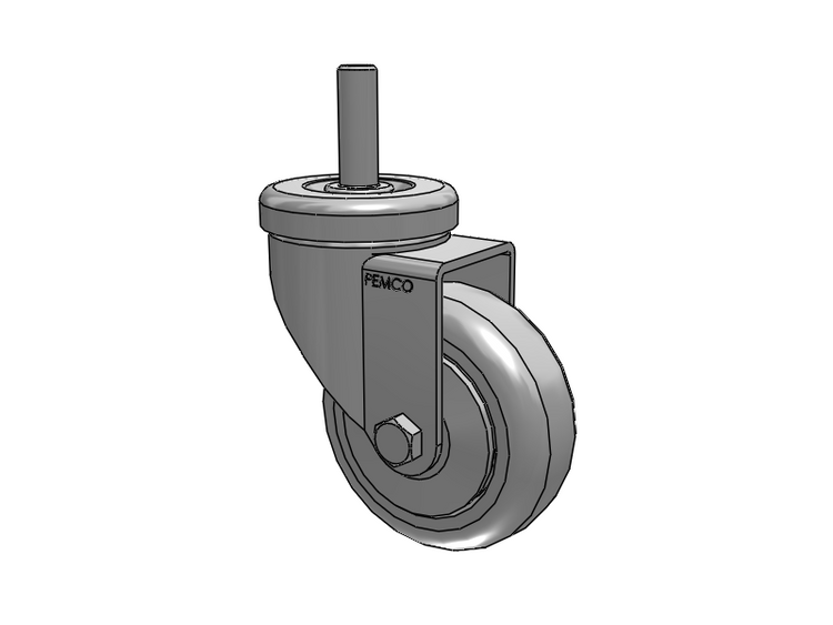 A-Line 1 1/4 Inch Wide Casters Threaded Stem Caster with 3.5 x 1.25 Thermo-Rubber (TPR) Wheel