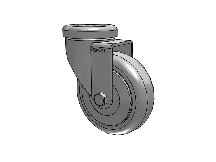 A-Line 1 1/4 Inch Wide Casters Hollow Kingpin Caster with 4 x 1.25 Thermo-Urethane (TPU) Wheel