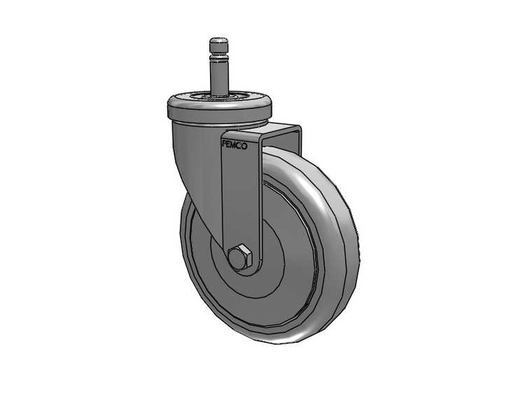 A-Line 1 1/4 Inch Wide Casters Grip Ring Stem Caster with 5 x 1.25 Thermo-Rubber (TPR) Wheel