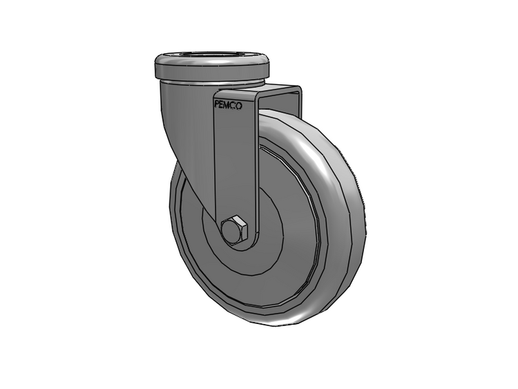 A-Line 1 1/4 Inch Wide Casters Hollow Kingpin Caster with 5 x 1.25 Thermo-Rubber (TPR) Wheel