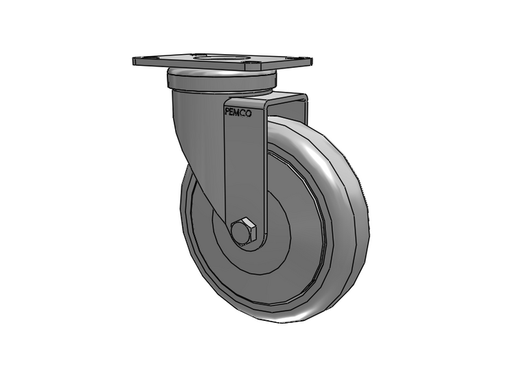 A-Line 1 1/4 Inch Wide Casters Top Plate Swivel Caster with 5 x 1.25 Thermo-Rubber (TPR) Wheel