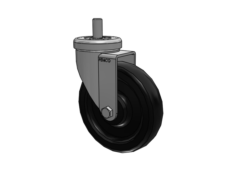 A-Line 1 1/4 Inch Wide Casters Threaded Stem Caster with 5 x 1.25 Polyolefin (POD) Wheel