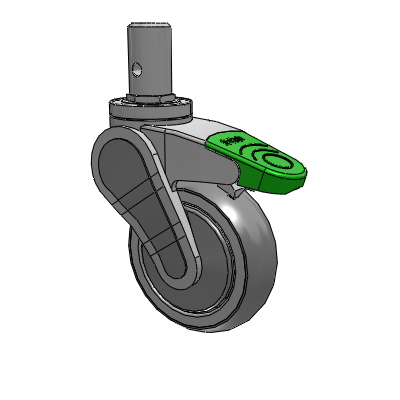 Avant Round Stem Swivel Caster with 4 x 1.25 QuikStart Wheel and Directional Lock Brake