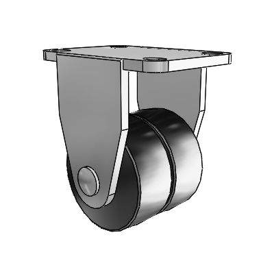 BDS/BDR Top Plate Bright Chrome Rigid Caster with 2.5 x 1 Black Glass Filled Nylon Wheel