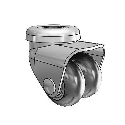BDS/BDR Hollow Kingpin Bright Chrome Swivel Caster with 2 x 1 Black Neoprene Rubber Wheel