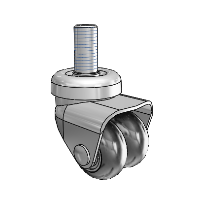 BDS/BDR Threaded Stem Bright Chrome Swivel Caster with 2 x 1 Black Neoprene Rubber Wheel