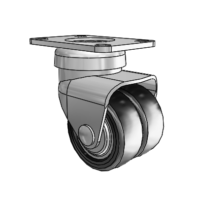 BDS/BDR Top Plate Bright Chrome Swivel Caster with 2.5 x 1 Black Neoprene Rubber Wheel
