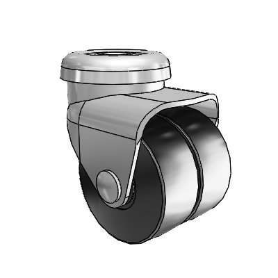 BDS/BDR Hollow Kingpin Bright Chrome Swivel Caster with 2.5 x 1 Black Glass Filled Nylon Wheel