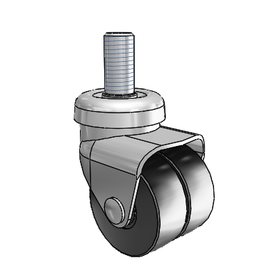 BDS/BDR Threaded Stem Bright Chrome Swivel Caster with 2.5 x 1 Black Glass Filled Nylon Wheel