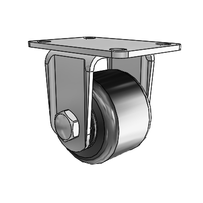 BLS/BMS Top Plate Trivalent Zinc Rigid Caster with 2.5 x 1.75 Polyolefin Wheel