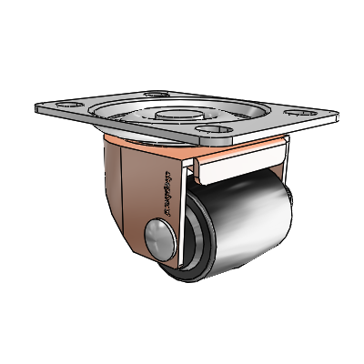 00 Series Top Plate Copper Oxide Swivel Caster with 1.4375 x 1.6875 Black Polyolefin Wheel