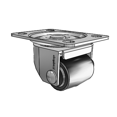 00 Series Top Plate Polished Nickel Swivel Caster with 1.4375 x 1.6875 Black Polyolefin Wheel