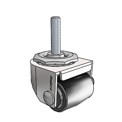 00 Series Threaded Stem Bright Chrome Swivel Caster with 1.4375 x 1.6875 Black Polyolefin Wheel