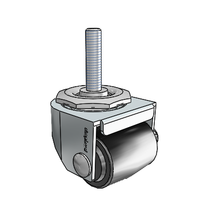 00 Series Threaded Stem Zinc Swivel Caster with 1.4375 x 1.6875 Black Polyolefin Wheel