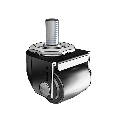 00 Series Threaded Stem Black Oxide Swivel Caster with 1.4375 x 1.6875 Black Polyolefin Wheel