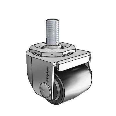 00 Series Threaded Stem Polished Nickel Swivel Caster with 1.4375 x 1.6875 Black Polyolefin Wheel