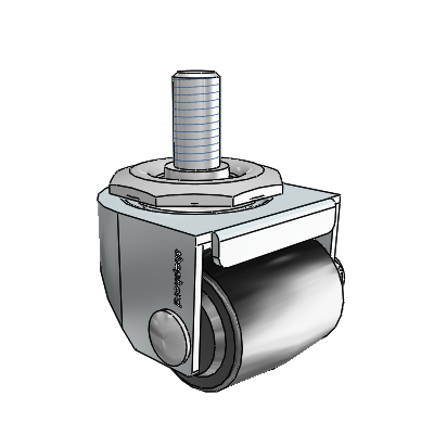 00 Series Threaded Stem Zinc Swivel Caster with 1.4375 x 1.6875 Black Polyolefin Wheel