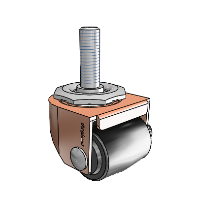 00 Series Threaded Stem Copper Oxide Swivel Caster with 1.4375 x 1.6875 Black Polyolefin Wheel
