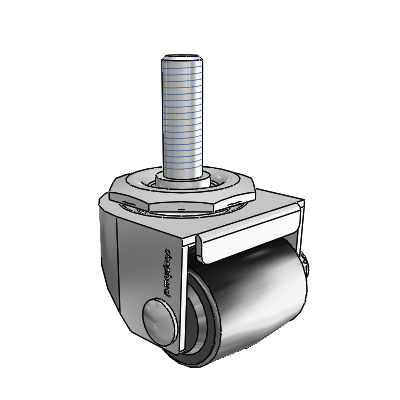 00 Series Threaded Stem Polished Nickel Swivel Caster with 1.4375 x 1.6875 Black Polyolefin Wheel
